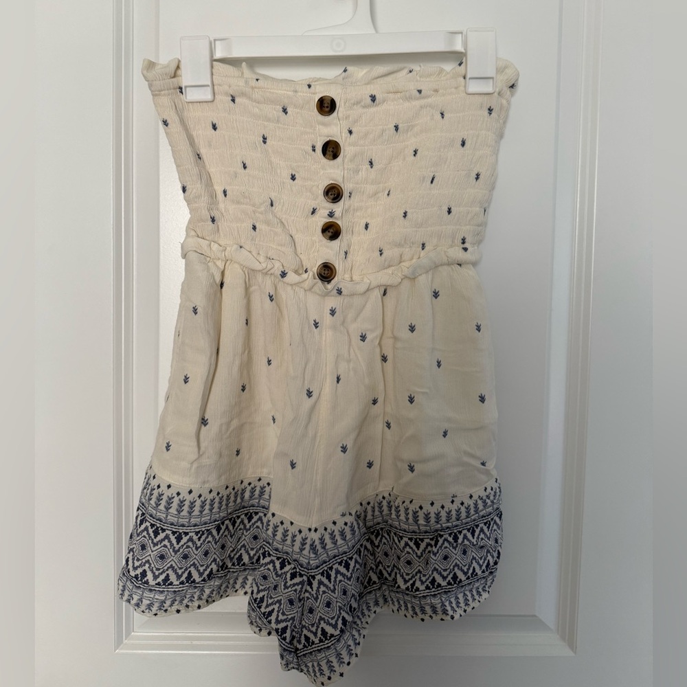 American Eagle Outfitters off white and blue Romper, size S